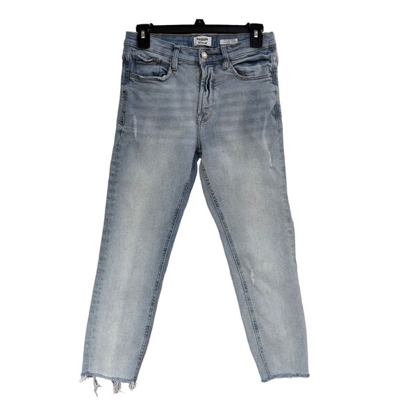 Kensie SZ 4/27 Ultimate High-Rise Skinny Crop Jeans Distressed Frayed Hem Light - Picture 1 of 10